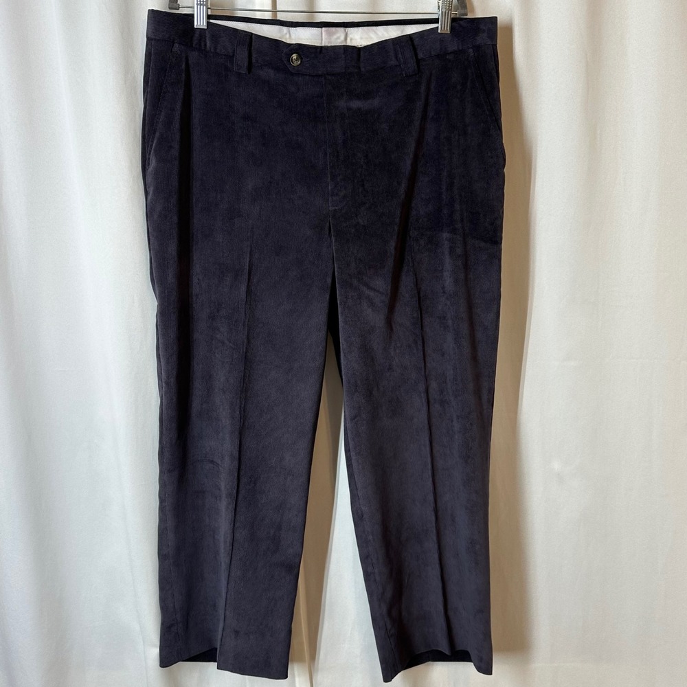 Berle Corduroy Pants‎ Mens 40x 26.5 Navy Flat Front Straight Leg Trousers
